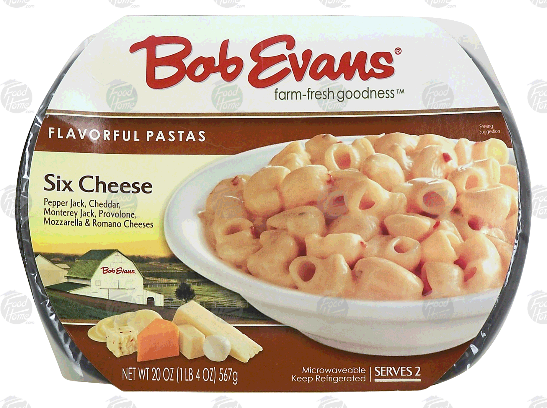 Bob Evans Flavorful Pastas six cheese; pepper jack, cheddar, monterey jack, provolone, mozzarella & romano cheese sauce shells Full-Size Picture
